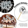 24 PCS Disco Ball Cupcake Toppers, Silver Small Mirror Ball Cake Toppers Reflective Mini Cake Decorations for 70s Disco Theme Dance Party Supplies
