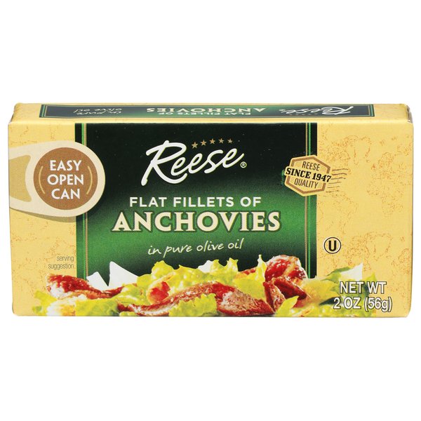 Reese Flat Fillets of Anchovies in Olive Oil 2oz (Pack of 10)