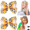 2 Pieces 4.5" Soccer Hair Bows Hair Clips, Sports Hair Bow, Soccer Grosgrain Ribbon Bow Hair Accessories for Girl Player School Team Football Birthday Party (Yellow)