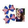 4th of July American Flag Glitter Hair Bow Clips, Blue White Red Hairpin Bow, Kids Girls Women Hair Barrette Hair Accessories. (DL11-Blue White Red)