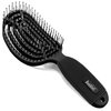 NuWay 4HAIR® DoubleC® U.S. Patented Double Curved Detangling Brush is Hair Dryer Safe (Iron Black)