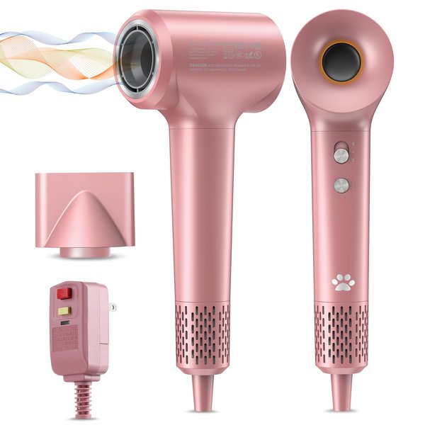 Hair Dryer, Negative Ion Hair Dryer 110000 RPM High Speed Brushless Motor Low Noise, Blow Dryer 1500W Fast Drying with 360° Magnetic Cluster Nozzle (Rose Gold)