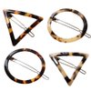 Lurrose 4 Pieces Tortoise Hair Clips Celluloid French Design Barrettes Acrylic Resin Hair Clips Geometric Hair Pins Triangular Circle Leopard Print Barrettes for Women Girls