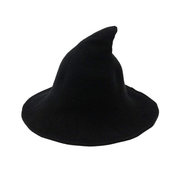 Fekey&JF Women's Witch Kinitted-Wool Hats,For Halloween Party Masquerade Cosplay Costume Accessory and Daily Black