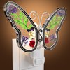 KY&BOSAM Butterfly Night Light Plug into Wall, Real Flower and Glass with Metal Trim Nightlights for Hallway, Nursery Bedroom Bathroom Kids Room, Kitchen, Stairway, Accent Elegant Home Decoration