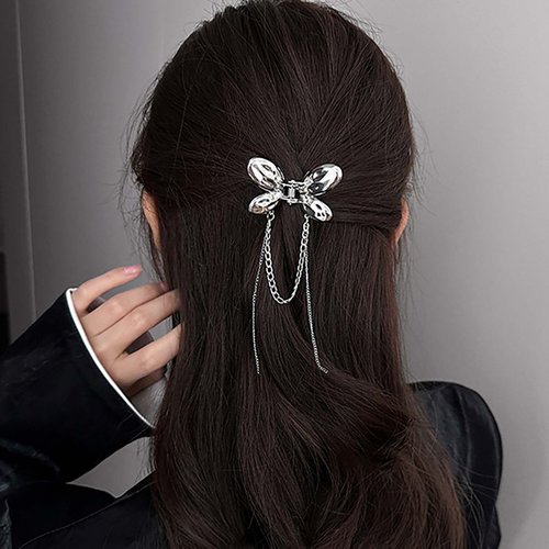 Vintage Butterfly Hair Claw Clips Silver Metal Butterfly Hair Clips Small Butterfly Claw Clips Tassel Chain Hair Claw Non Slip Hair Clamp Clips Butterfly Hair Accessories Jewelry for Women