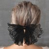 OIIKI 2 Pack Korean-Style Lace Mesh Barrette Hair Clips, Breathable Flower Dot Clips for Wedding, Party, Valentine's Day (Black, White)