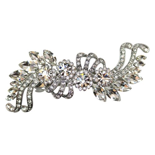 Faship Gorgeous Clear Crystal Floral Hair Barrette Clip