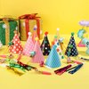 59 Pieces Party Cone Hats with Colorful Party Blowers and Metallic Fringed Noise Makers Birthday Blowouts Horns Whistles Musical Noisemaker