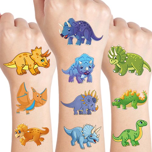 UVUXO Dinosaur Temporary Tattoos for kids - 10 Sheets Cartoon Dinosaur Tattoos Temporary for Girls Boys,Dinosaur Birthday Party Supplies Gifts for Kids