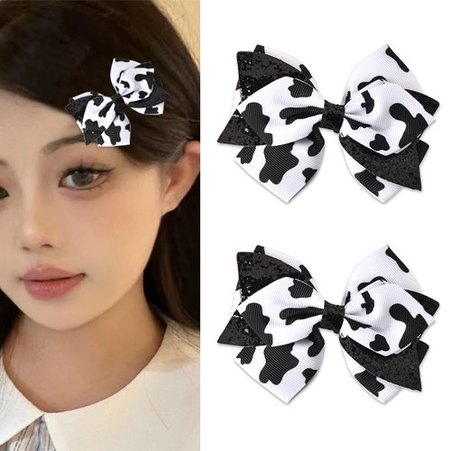 Sdopbinbin Cow Hair Bow Clip for Women Hair Bow Clips for Girls Hair Clips for Women Barrettes for Girls Hair Clip for Women Elegant Bowknot Hair Clip for Long Curly Hair