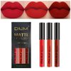 evpct DNM 3Pcs Dark Ruby Red Matte Liquid Lipstick Lip Stain Lipgloss sets for Women 24 Hour Red Matte Lipstick Long Lasting Smudge Proof