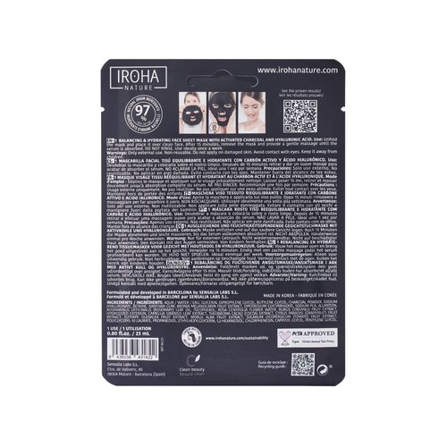 IROHA NATURE, Face Mask for Skin Care with Activated Charcoal - Pack of 5 pieces