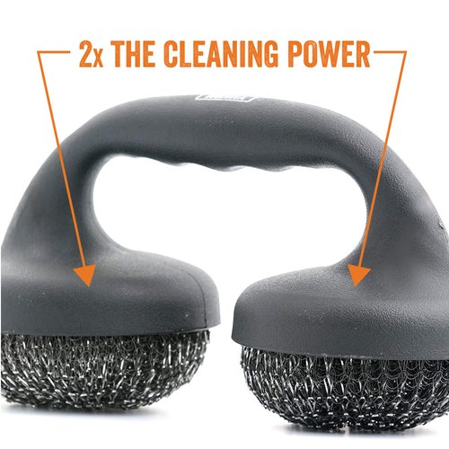 Yukon Glory™ Premium BBQ Grill Brush Easy Grip Double Pad Stainless Steel Cleaner for Gas and Charcoal Grill- Safe for Ceramic, Steel, Cast Iron Grill Grate- Grilling Gifts