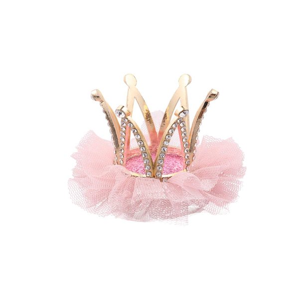Mobestech Hair Clip, Deep Pink Rhinestone Crown Hair Clip for Girls Princess Crown Hair Pin Crystal Tiara Bobby Pins, 1 Count
