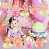Two Groovy Party Decorations Table Honeycomb Centerpieces for Girls, 9 Pcs Groovy Birthday Theme Table Topper Party Supplies, 60s Retro Hippie Boho Party Decor 2nd Birthday Supplies