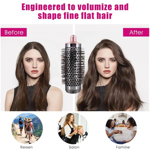 Round Volumizing Brush for Dyson Airwrap Styler HS01 HS05 Limp Flat Hair Volumizer Attachment Tool, Rose Gold