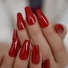 Gorgeous Red Press on Ballet False Nails Long Ruby-red Coffin Ballerina UV Fingersnails Free Adhesive Tapes 24pcs/set