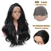Lenaqueen HD LACE Front Wig Wavy 13X6 Glueless Synthetic Lace Front Wigs Futura Fiber Heat Resistant Synthetic Lace Wigs Pre-plucked Hairline Synthetic Wig for Black Women (Natural Black)