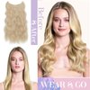 S-noilite Invisible Wire Hair Extensions 24 Inch Black Long Wavy Synthetic String Wire Secret Hairpiece with Transparent Curly Wavy Wire Clips in Hair Extensions for Women Adjustable Size,#1