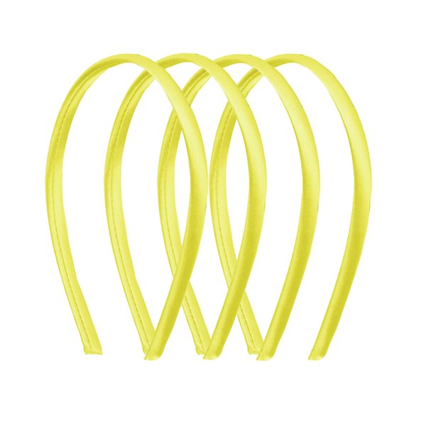 Motique Accessories Thin Headbands for Women Solid Satin 4 Pack (Neon Yellow)