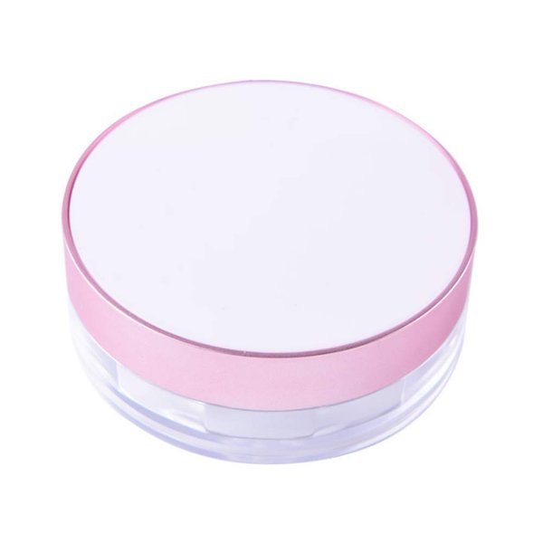 AKOAK Capacity 15ml(0.5 oz) No Leaks Empty Reusable Plastic Loose Powder Compact Container DIY Makeup Powder Case with Sponge Powder Puff, Elasticated Net Sifter and Threaded Screw Lid (White)