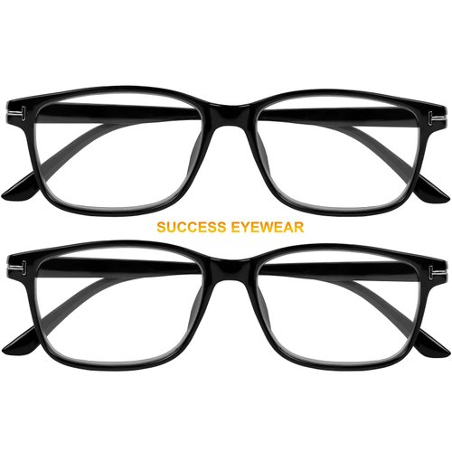 Computer Glasses 2 Pairs Anti Glare Anti Reflection Classic Reading Glasses Quality Comfort Glasses for Men and Women +0