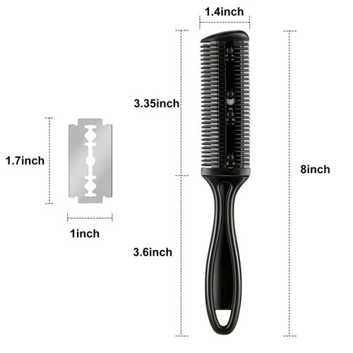 3 Pieces Razor Comb with 10 Pieces Razors, Hair Cutter Comb Cutting Scissors, Double Edge Razor, Hair Thinning Comb Slim Haircuts Cutting Tool (Black)