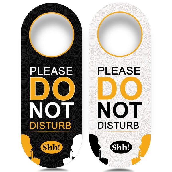 4 Pack Do Not Disturb Door Hanger Sign Funny, Meeting in Progress Door Sign PSLER Black and White Ideal for Therapy, Sleeping, Session in Progress,Spa Treatment, 8.86X3.35 inches PVC Hanging Sign