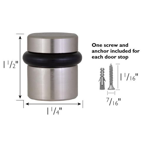 Design House 189332-SN Cylindrical Door Stop, 2-Pack, Satin Nickel, 2 Pack