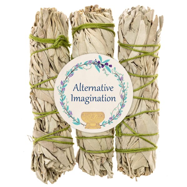 Premium White Sage Smudge Sticks, Sage Bundle, Spiritual Cleansing, Sage Smudge Kit, Slow Burning Sage Sticks, Dried Herbs for Meditation Accessories 3 Pk of 4" Bundles - Alternative Imagination