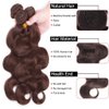 Dark Brown Body Wave Bundles #4 Human Hair Bundles Light Brown Body Wave Hair Double Weft Brazilian Remy Hair Extensions Wet and Wavy Bundles Silky Soft for Black Women(22 24 26 Inch 3 Bundles)