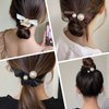 YFKEJI 6Pcs Pearl Bow Hair Scrunchies, Rabbit Bunny Ear Scrunchies, Satin Bow Hair Rope, Bow Ponytail Holder Hair Accessories for Women & Girls(B#)