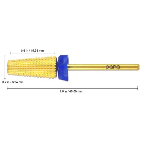 PANA Nail Carbide 5 in 1 Bit - Two Way Rotate use for Both Left and Right Handed - Fast Remove Acrylic or Hard Gel - 3/32" Shank - Manicure, Nail Art, Drill Machine (Medium - M, Gold)