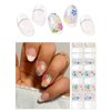 AutyaMee Semi Cured Gel Nail Strips (Flower French)-20 PCS Gel Nail Stickers | Gel Nail Wraps | UV Light Required, Salon Quality & Easy to Use