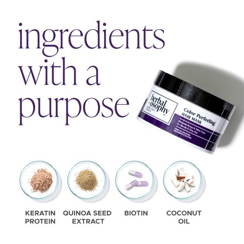 Herbalosophy Color Perfecting Hair Mask – Add Shine while Protecting Your Color – Salon-Quality Haircare with Natural, Healthy Ingredients. Vegan. Sulfate & Paraben Free. 8.5oz