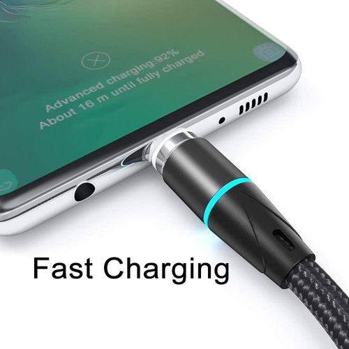 N. NETDOT Gen12 Micro-USB and USB-C[3.3ft,3 Pack Black] Magnetic Fast Charging Data Transfer Cable Compatible with Android Device