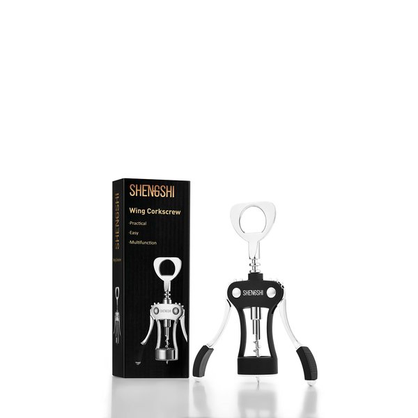 shengshi Wine Opener Zinc Alloy Premium Wing Corkscrew Wine Bottle Opener With Multifunctional Bottles Opener