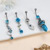 LOLIAS 10Pcs Belly Button Rings Surgical Stainless Steel Belly Rings CZ Heart Dragon Butterfly Dangle Belly Button Rings for Women Navel Belly Barbell Piercing Jewelry Blue