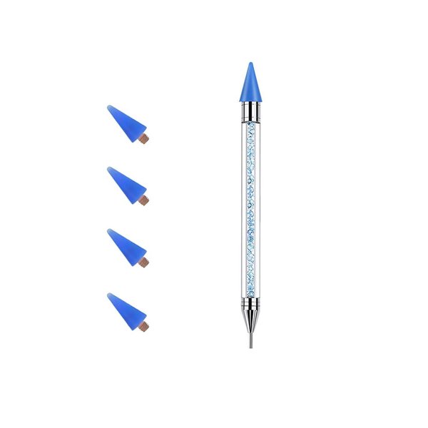 Diamond Painting Pen Nail Rhinestone Picker Dotting No Wax Pencil Dual-ended Gems Crystal Beads Handle Manicure Nail Art DIY 5D Diamond Art Painting Accessories Decoration Tool (Blue)