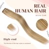 KiiKiiGirl Microlink Hair Extensions - Human Hair,14inch Micro link Hair Extensions Human Hair Micro Beads Hair Extensions Human Hair Blonde Highlighted Bleach Blonde 30G/Pack