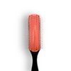 KURL & KO. Curly Hair Brush (Black & Red) 9 Row Defining Styling Brush for Styling, Smoothing Longer Hair and Defining Curls - For Women and Men
