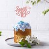 Gyufise 1Pc Sweet Teenager 16 Cake Topper Glitter 16th Birthday Cake Pick for Cheers to 16 Years Old 16th Birthday Party Cake Decorations Supplies Rose Gold