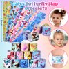 KELENO 98 Butterfly Party Favors Fairy Birthday Party Supplies for Girls Kid Straw Bubble Wand Slap Bracelet Keychain Sticker Toy Gift Prize Goodie Bag Stuffer Butterfly Decorations Girl Party Favors