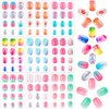 DTOFOOT 108Pcs Fake Press on Nails for Kids,Acrylic Full Cover False Press on Nails Girls Stick on Nails for Kids Children Birthday Party Favors Gift Nail Art Decoration（9 Pack Gradient Style）