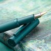 Hongdian Green Forest Fountain Pen Blade Nib Classic Design Calligraphy Pen with Converter and Metal Pen Case Set