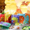 Pajean 24 Pcs Dinosaur Party Favor Bags w/ Handle, Dinosaur Kraft Paper Gift Bags Kids Goodie Treat Bags Boys Girls Dinosaur Dino Theme Birthday Baby Shower Party Supplies Cookie Gift (Cartoon Style)