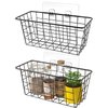 MaraFansie Hanging Kitchen Baskets Wire Storage Basket Over the Cabinet Door Organizer, No Drilling Adhesive Basket for Cabinet Pantry Organization and Kitchen, Bathroom, Storage, 2 Pack, Black