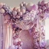 Double Stuffed Blush Purple Balloons,Dusty Purple Balloons Different Sizes 18 12 10 5 Inch,Double Stuffed Purple Balloon Arch for Boho Party, Baby Shower, Birthday, Weddings (Dusty Purple01)