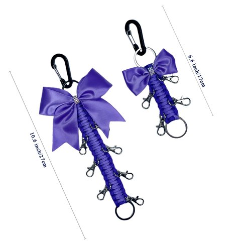 Cheer Bow Holder, 2 Pack Cheer Bow Keychains, Cheer Stuff Cheerleading Accessories, Paracord for Girls, Cheer Bow Holder for Backpack - Purple Bow